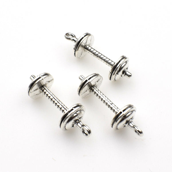 8PCS Barbell Charms,Antique Silver Tone 3D-RS757