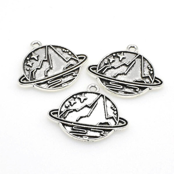 10PCS Mysterious Planet Charms,Antique Silver Tone-RS1191