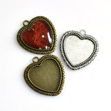 5PCS 25mm Heart Cabochon Base Settings,2 Colors Available-B2256