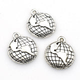 20PCS Globe Charms,Antique Silver Tone-RS673