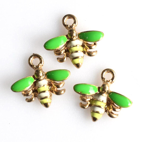 10PCS Enamel Honeybee Charms-RS875