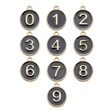 10PCS Number Charms 0-9,Black Enamel Charms Double Sided-RS1225