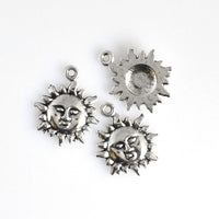 20PCS Sun Charms,Sun Face Pendants Antique Silver Tone-RS238