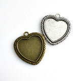 5PCS 25mm Heart Cabochon Base Settings,2 Colors Available-B2256