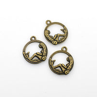 20PCS Round Mermaid Charms Antique Bronze Tone Double Sided-RS337