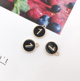 10PCS Number Charms 0-9,Black Enamel Charms Double Sided-RS1225