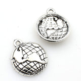 20PCS Globe Charms,Antique Silver Tone-RS673