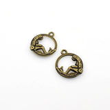 20PCS Round Mermaid Charms Antique Bronze Tone Double Sided-RS337