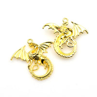 3PCS Big Dragon Charms,Gold Color-RS262