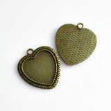 5PCS 25mm Heart Cabochon Base Settings,2 Colors Available-B2256