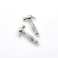 10PCS Hammer Charms,Antique Silver Tone Double Sided-RS765