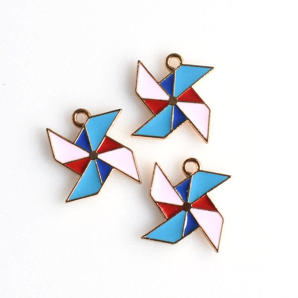 8PCS Enamel Paper windmill Charms-RS1143