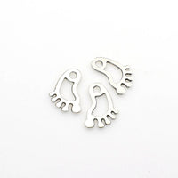 30PCS Foot Charms,Antique Silver Tone Double Sided-RS391