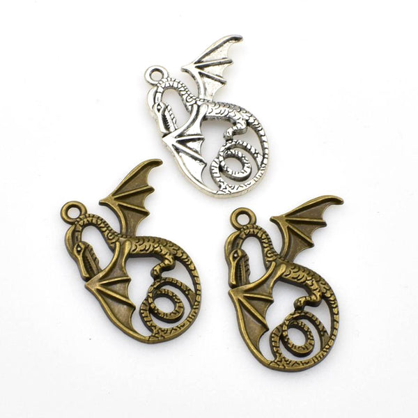 8PCS Dragon Charms,2 Colors Available-RS335