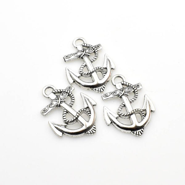 6PCS Big Anchor Charms,Antique Silver Tone-RS526