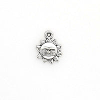 25PCS Sun Charms,Made With a Smile Antique Silver Tone-RS444