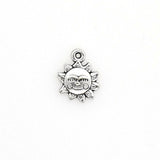 25PCS Sun Charms,Made With a Smile Antique Silver Tone-RS444