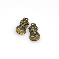 10PCS Cute Snowman Charms,Antique Bronze Tone Double Sided-RS937