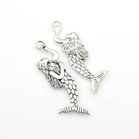 6PCS Mermaid Charms Antique Silver Tone Double Sided-RS910