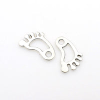 30PCS Foot Charms,Antique Silver Tone Double Sided-RS391