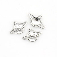 30PCS Saturn Charms,Face Pendants Antique Silver Tone-RS860