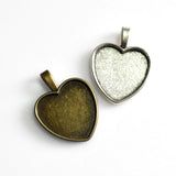 5PCS 25mm Heart Cabochon Base Settings,2 Colors Available-B2102