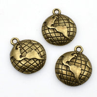 20PCS Globe Charms,Antique Bronze Tone-RS1053