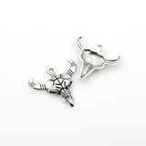 15PCS Bull Head Charms,Antique Silver Tone-RS119