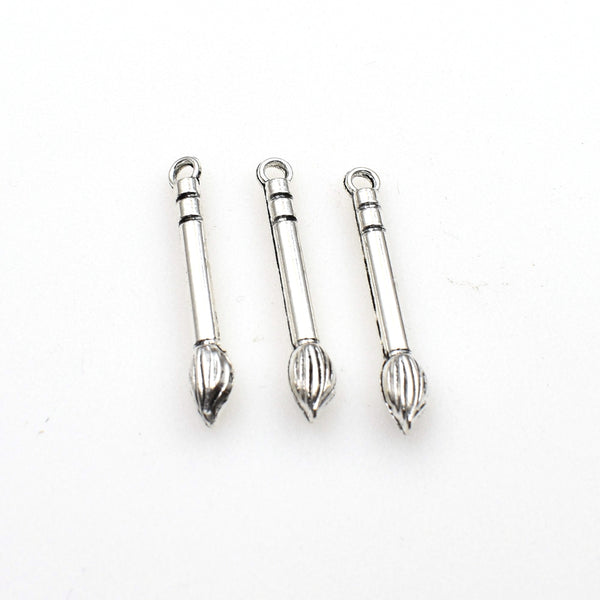 25PCS Brush Charms,Antique Silver Tone-RS1211