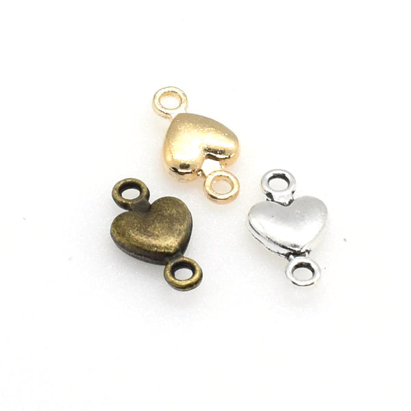 50PCS Little Love Heart Charms,Heart Connector Charms,3 Colors Available-RS007