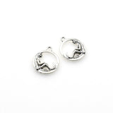 20PCS Round Mermaid Charms Antique Silver Tone Double Sided-RS337