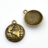 20PCS Globe Charms,Antique Bronze Tone-RS1053