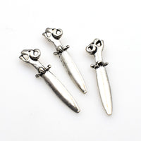 15PCS Dog Head Sword Charms,Antique Silver Tone-RS864