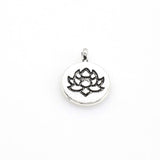 15PCS Round Lotus Charms,Antique Silver Tone Double Sided-RS1112