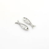 25PCS Fish Charms,Antique Silver Tone Double Sided-RS348