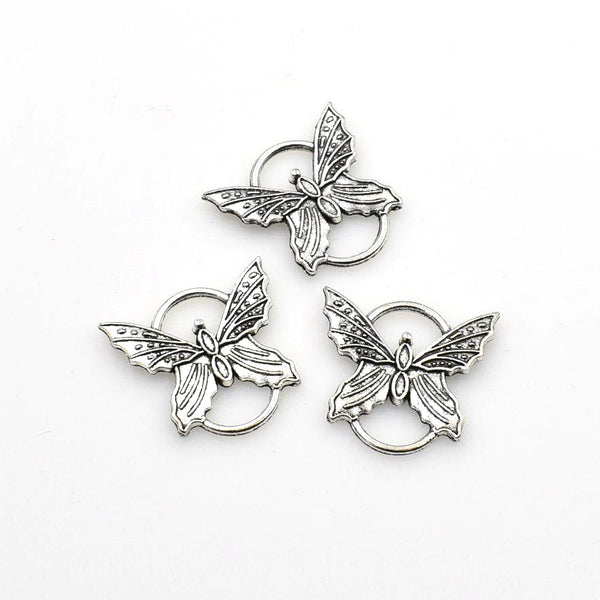 15PCS Butterfly Connector Charms,Antique Silver Tone-RS556