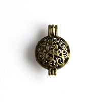 2PCS Flat Round Cage Pendants,Antique Bronze Tone-TS093