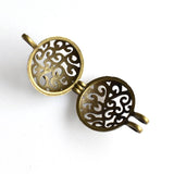 2PCS Flat Round Cage Pendants,Antique Bronze Tone-TS093