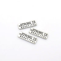 20PCS Letter Tags-STRONG IS BEAUTIFUL,Antique Silver Tone-RS674