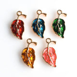 10PCS Enamel Leaf Charms 5 Colors Available-RS1020