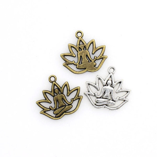 20PCS Lotus Buddha Charms,2 Colors Available-RS1171