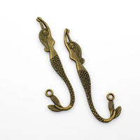 2PCS Mermaid Charms Antique Bronze Tone Double Sided 2 Sizes Available-RS1095