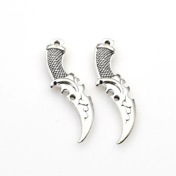 5PCS Dagger Charms,Antique Silver Tone-RS084