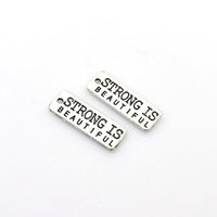 20PCS Letter Tags-STRONG IS BEAUTIFUL,Antique Silver Tone-RS674