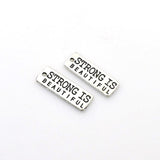 20PCS Letter Tags-STRONG IS BEAUTIFUL,Antique Silver Tone-RS674