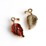 10PCS Enamel Leaf Charms 5 Colors Available-RS1020