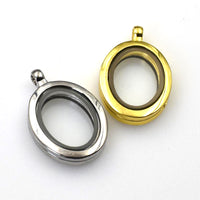 1PCS Oval Floating locket Pendant With Diamonds 2 Colors Available-TS0077