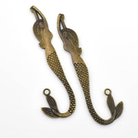 2PCS Mermaid Charms Antique Bronze Tone Double Sided 2 Sizes Available-RS1095