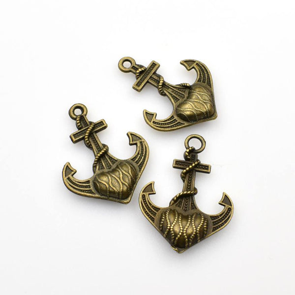 5PCS Big Anchor Charms,Antique Bronze Tone Double-RS143