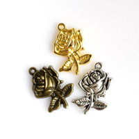 15PCS Detailed Rose Flower Charms,3 Colors Available-RS1217